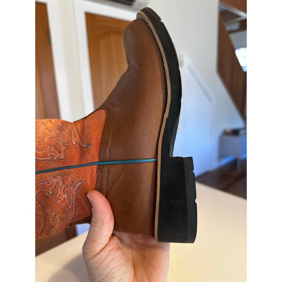 Ariat Womens Brown Orange Leather Cowboy Western Boots Style Size 7B - Picture 3 of 7
